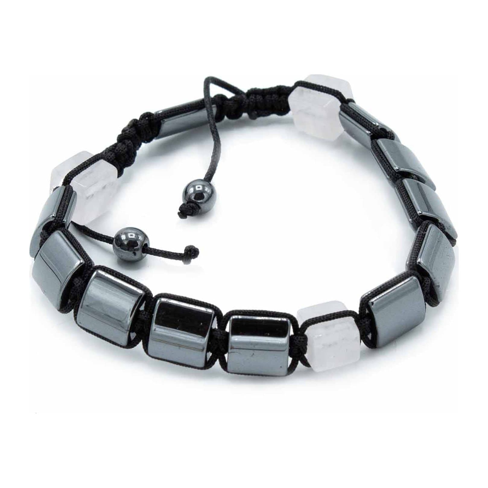 Black magnetic hematite Shamballa bracelet with rose cuboids