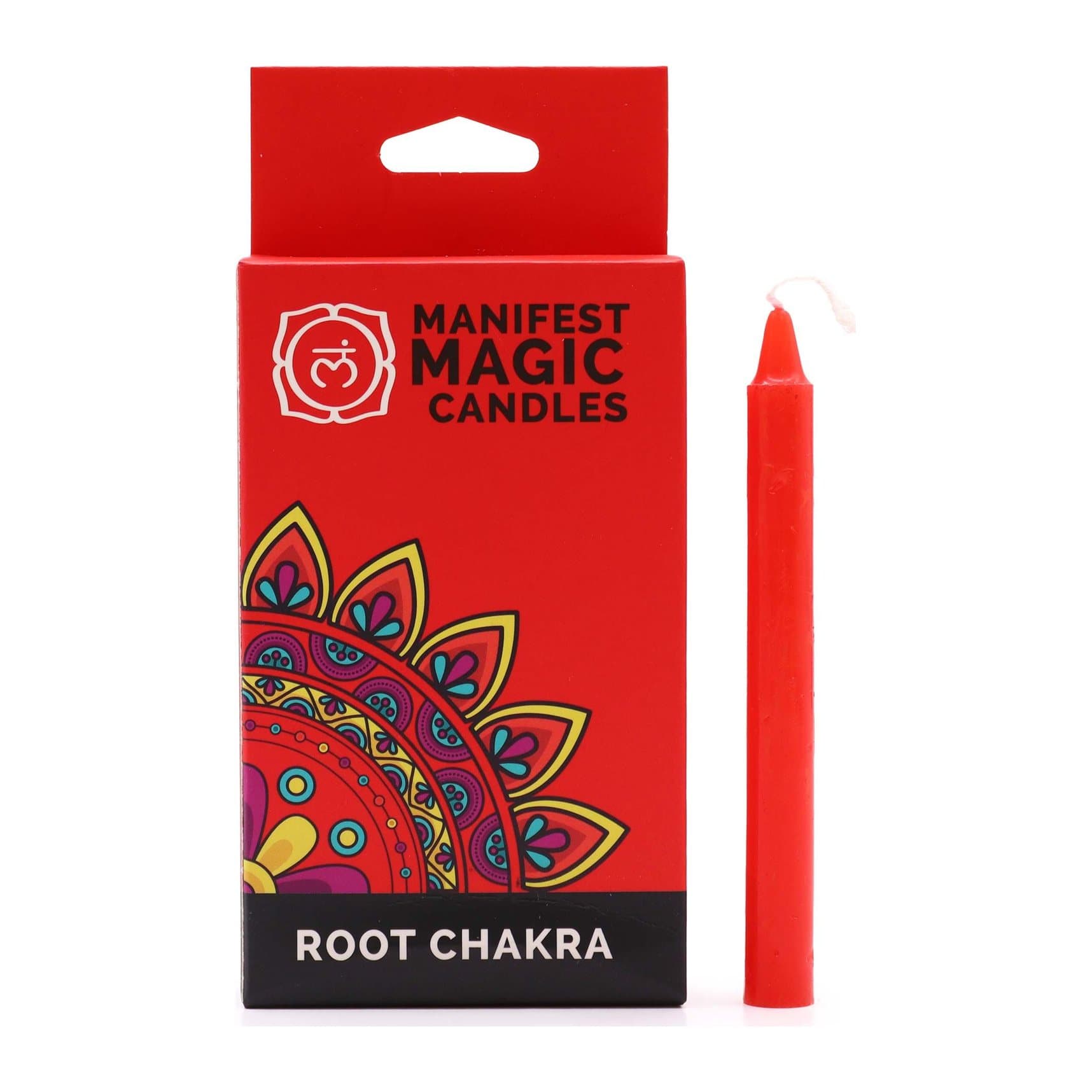 Red root chakra candles, 12 cm tall, sold in three packs of 12