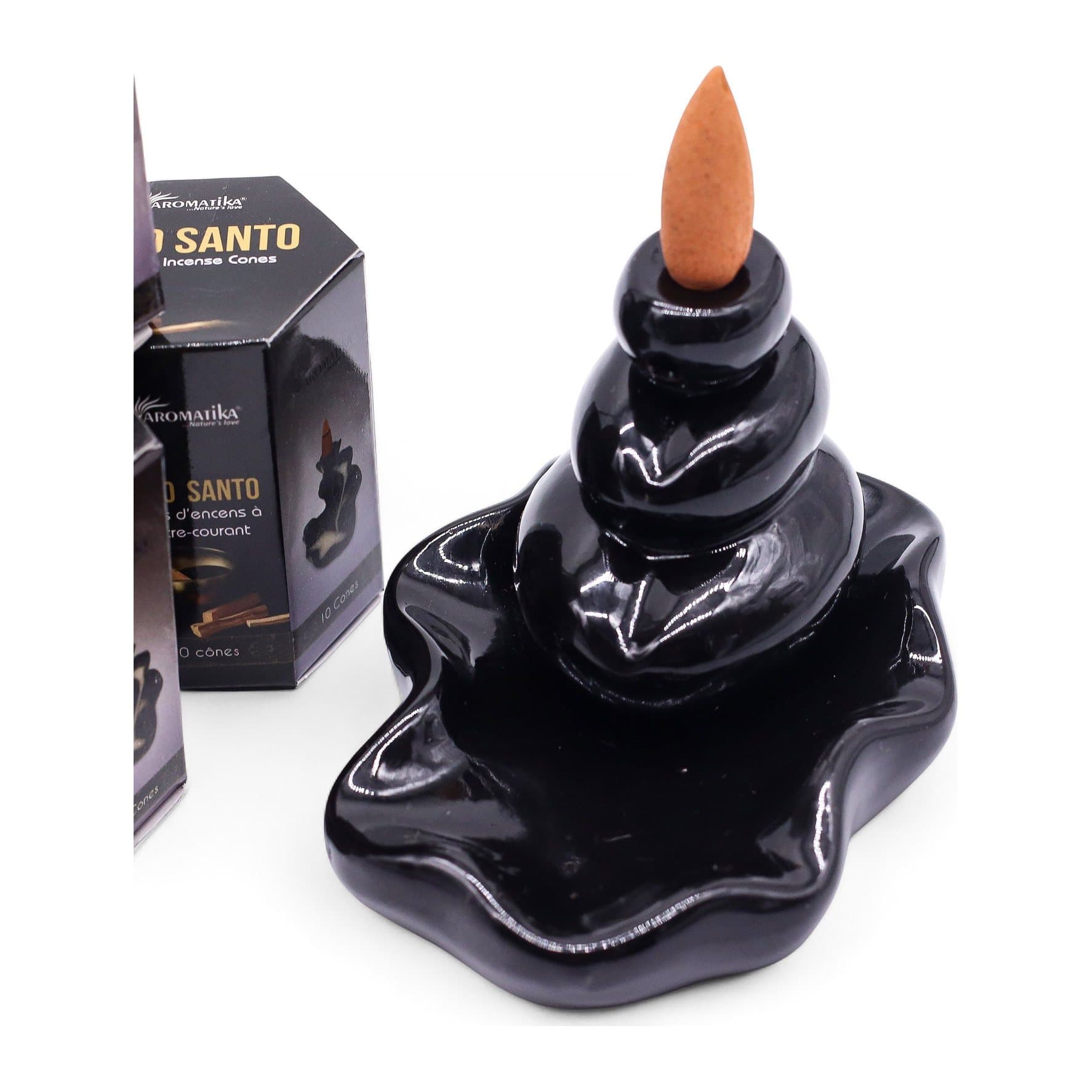 Palo santo backflow incense cones in hexagon boxes