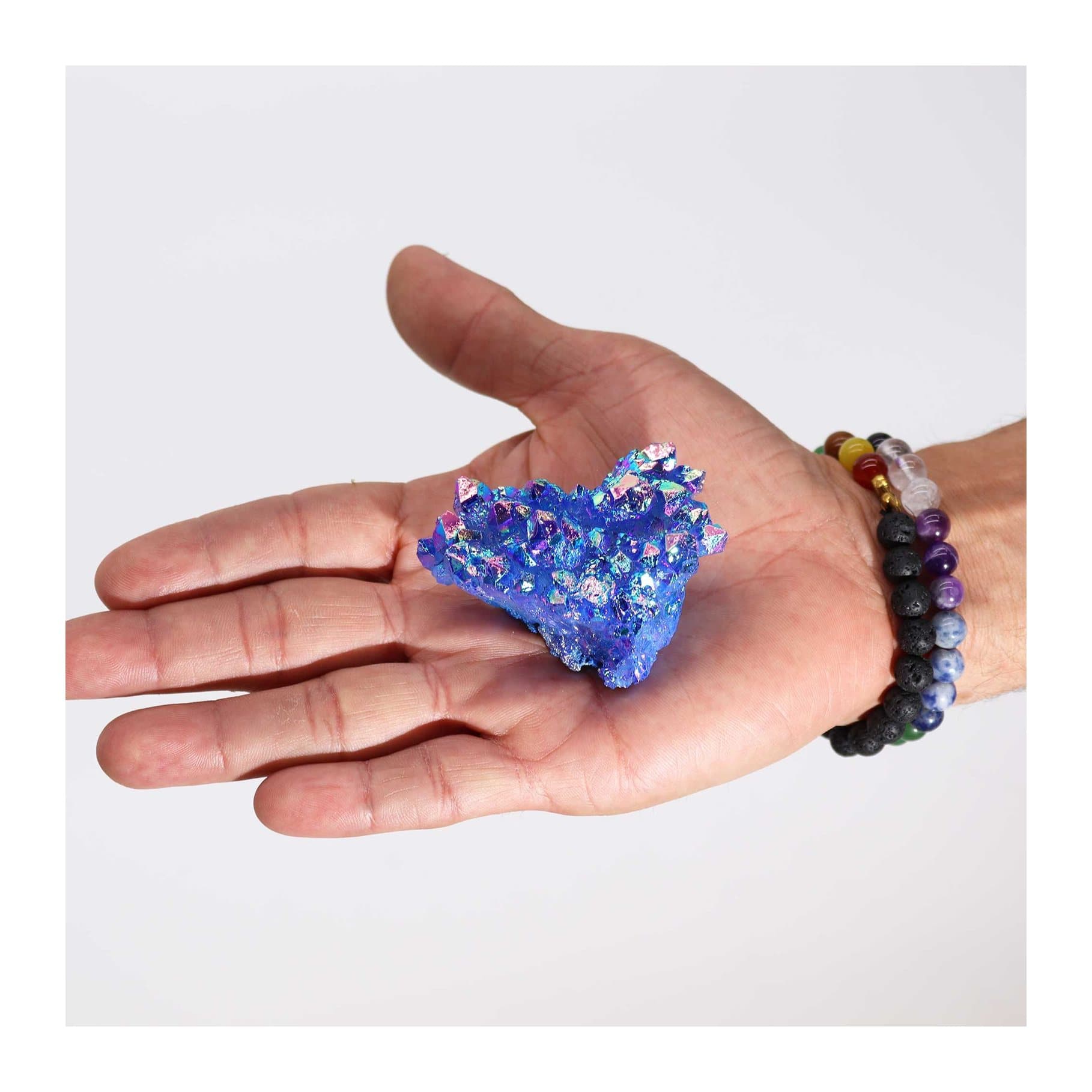 Medium aura aqua halo quartz crystal