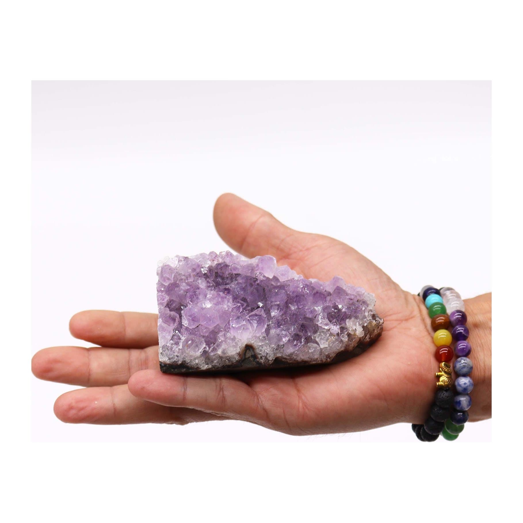 Natural amethyst standing cluster with sparkling crystal points