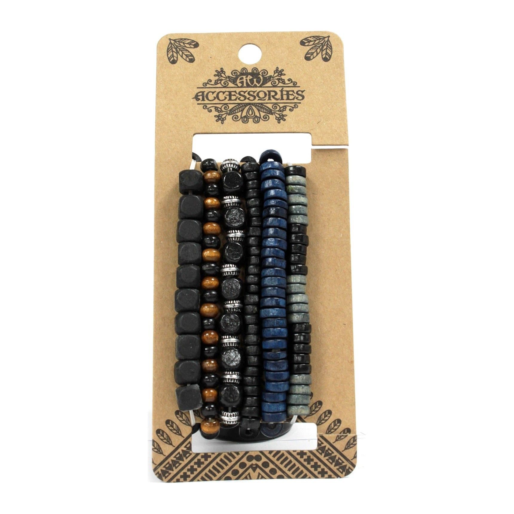 Moody and Blue men's bracelet set with leather and metal charms