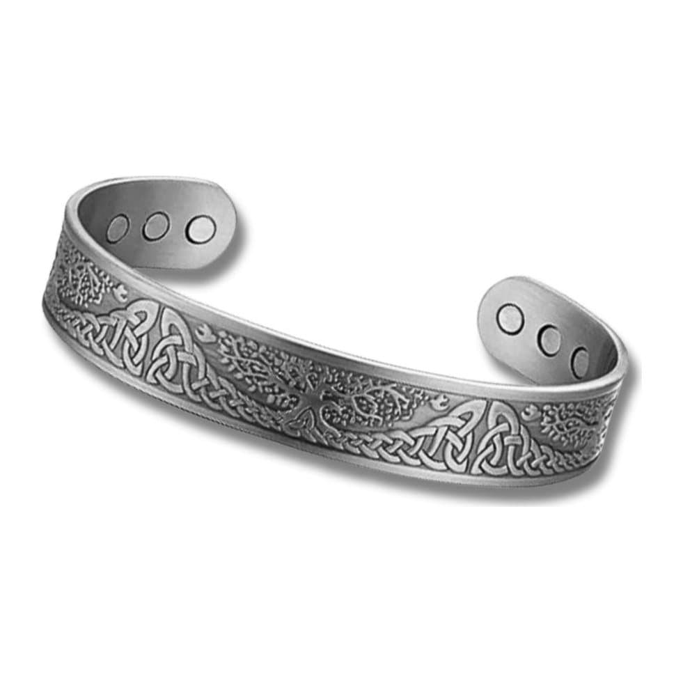 Men's silver family tree cuff bangle with a family tree design