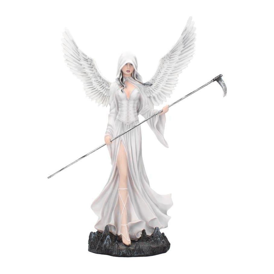 Mercy fairy reaper figurine with white dress, angelic wings and a scythe