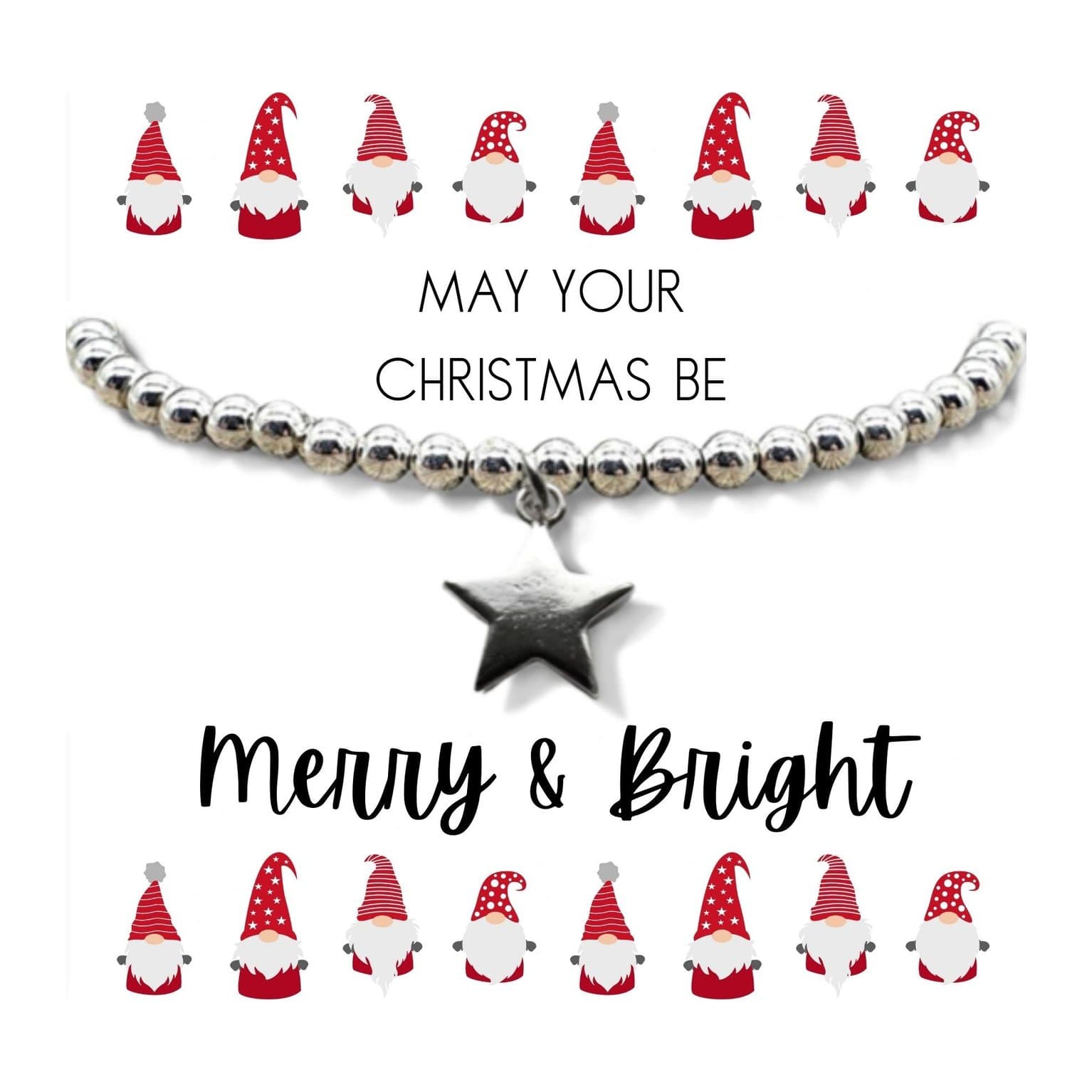 Silver star bracelet and pink square jewellery box in a Merry & Bright hamper