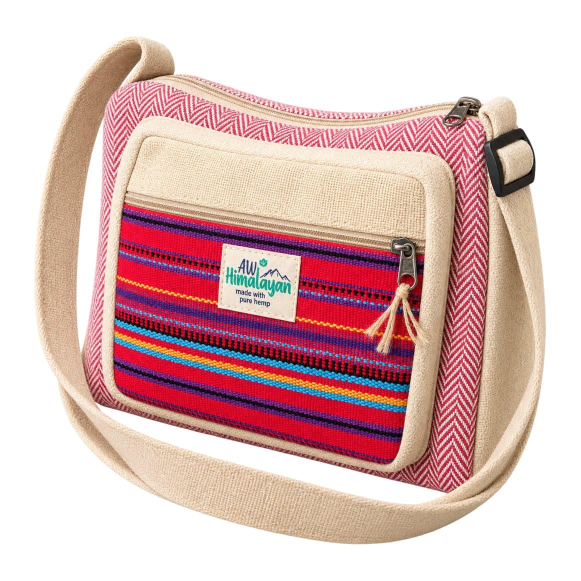 Hemp and cotton messenger bag in an assorted colour