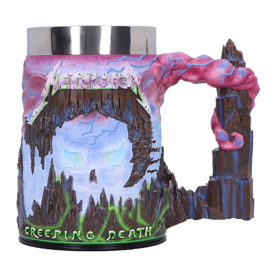 Hand-painted resin Metallica Creeping Death tankard with Angel of Death artwork