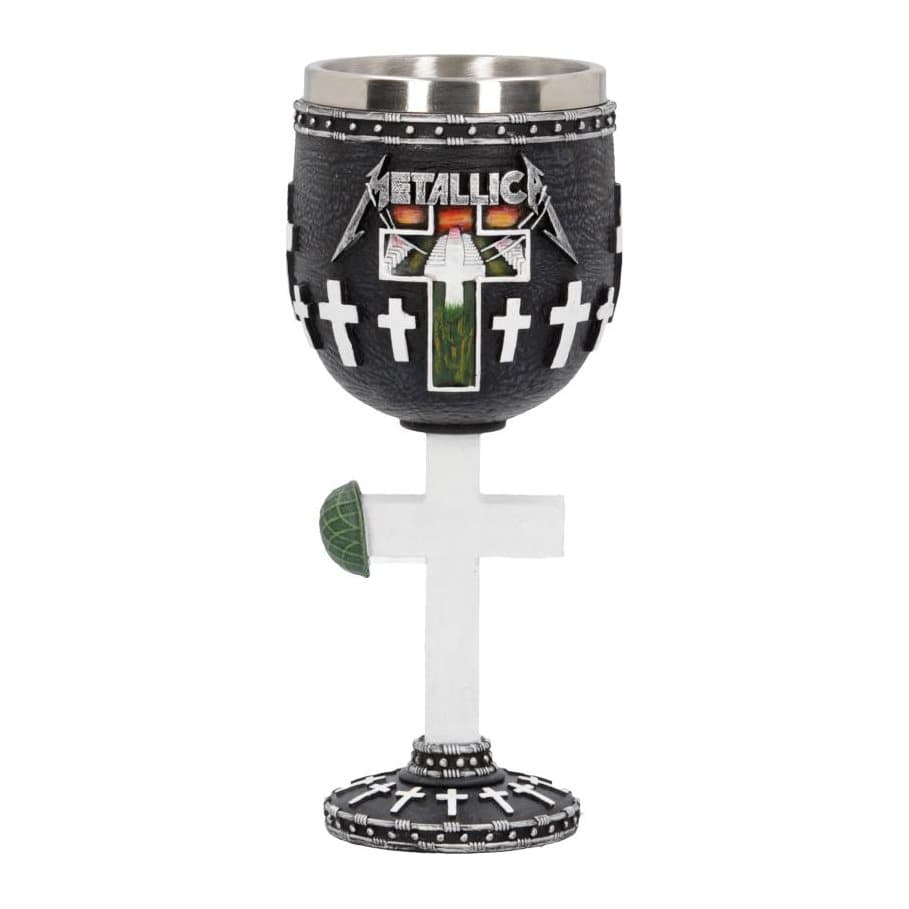 Resin Master of Puppets goblet with white cross stem and military helmet