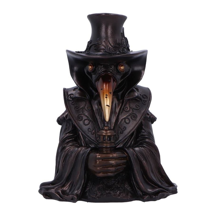Resin plague doctor bust backflow incense burner with long coat and top hat