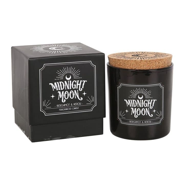 Midnight Moon candle in a dark glass
