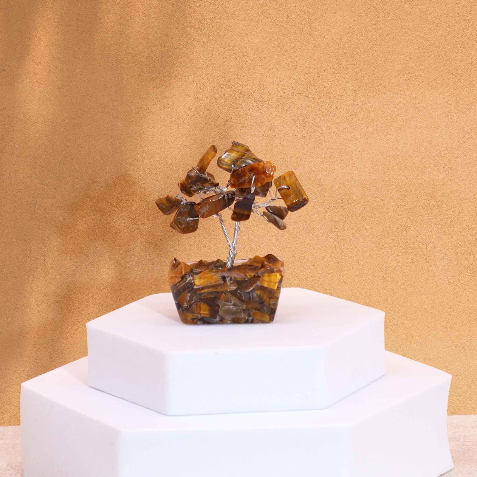 Mini tiger eye gemstone tree on an orgonite base