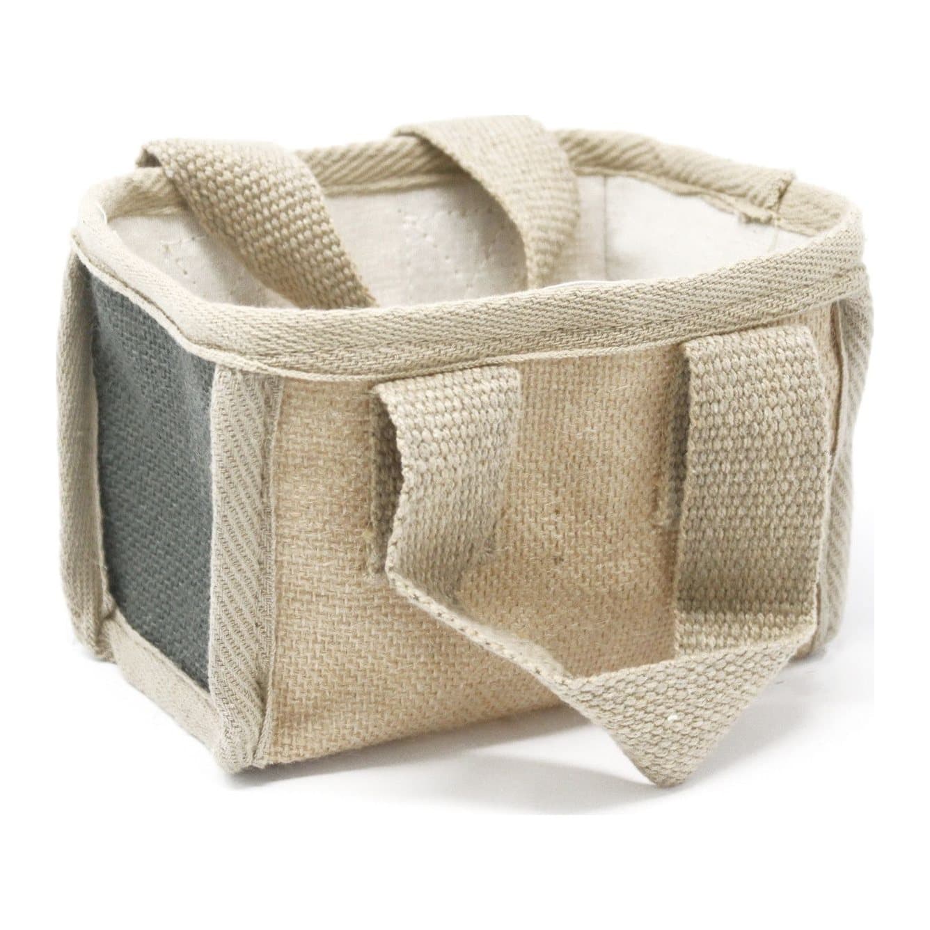 Charcoal jute and cotton mini shopping baskets, pack of 2