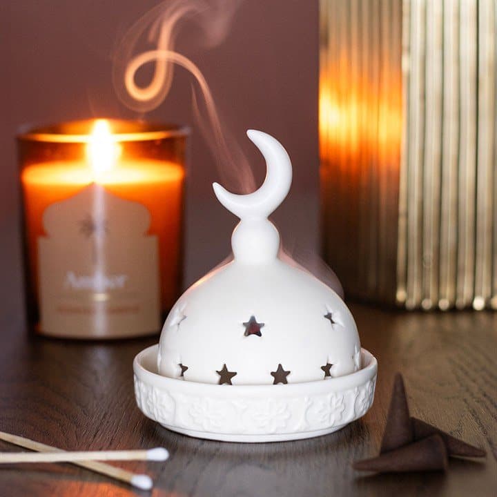 Ceramic mosque-shaped incense and tealight holder