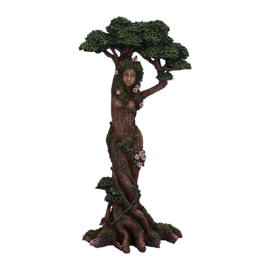 Mother Nature tree spirit figurine with a leafy canopy and a face in the trunk