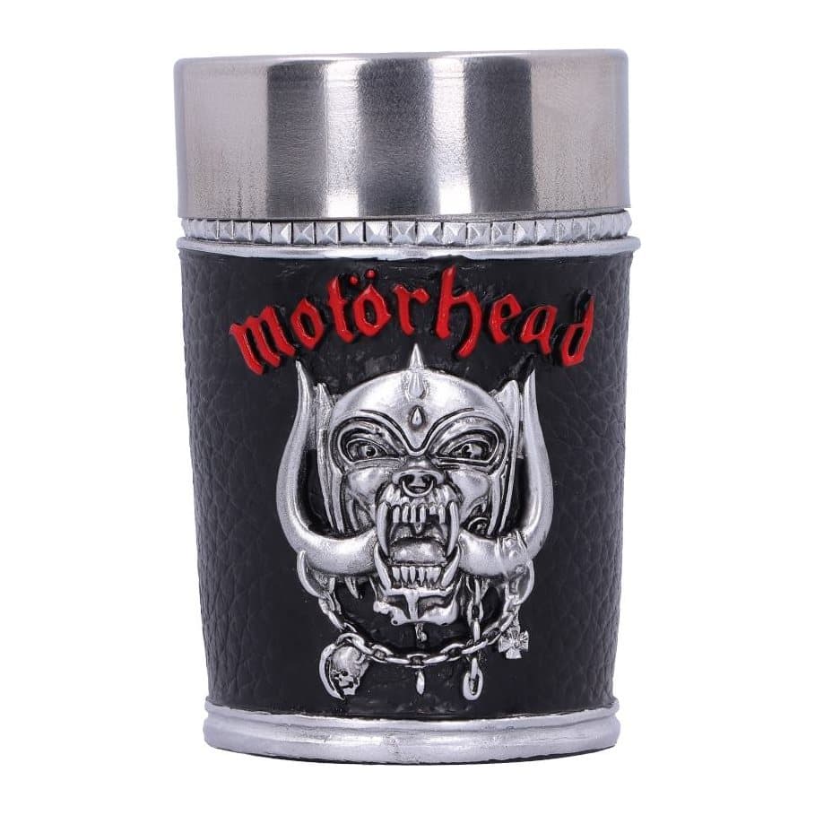 Motorhead Ace of Spades shot glass with War Pig and Ace of Spades designs
