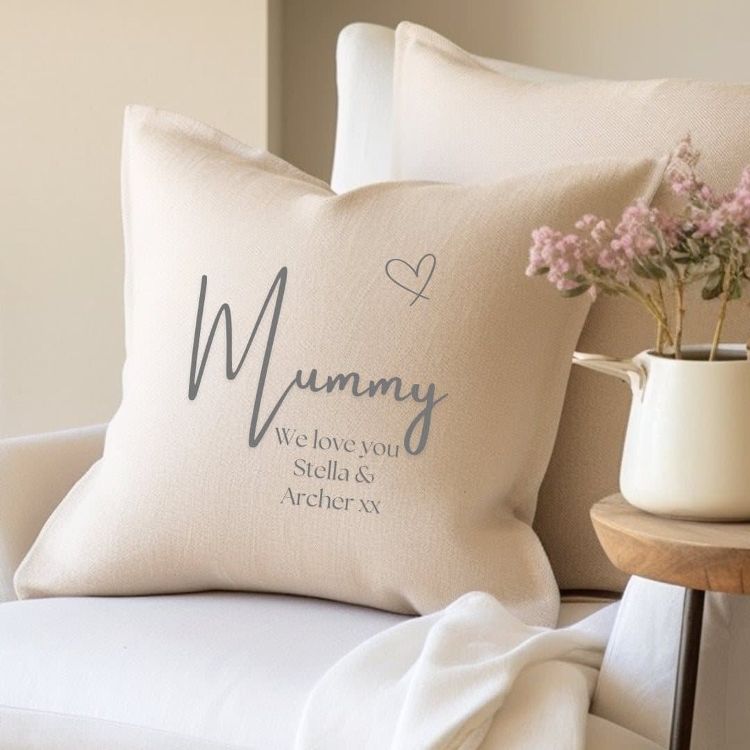Personalised mummy cushion in linen-look fabric, approx. 40 x 40 cm
