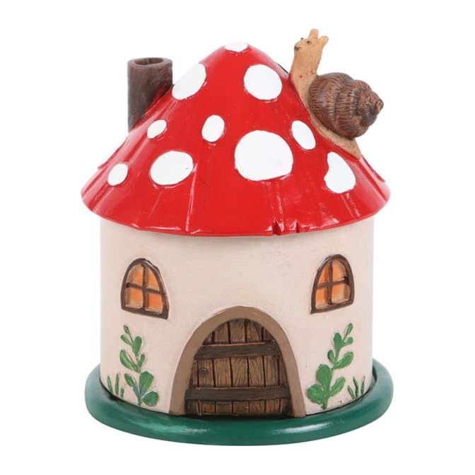 Mushroom house incense cone burner