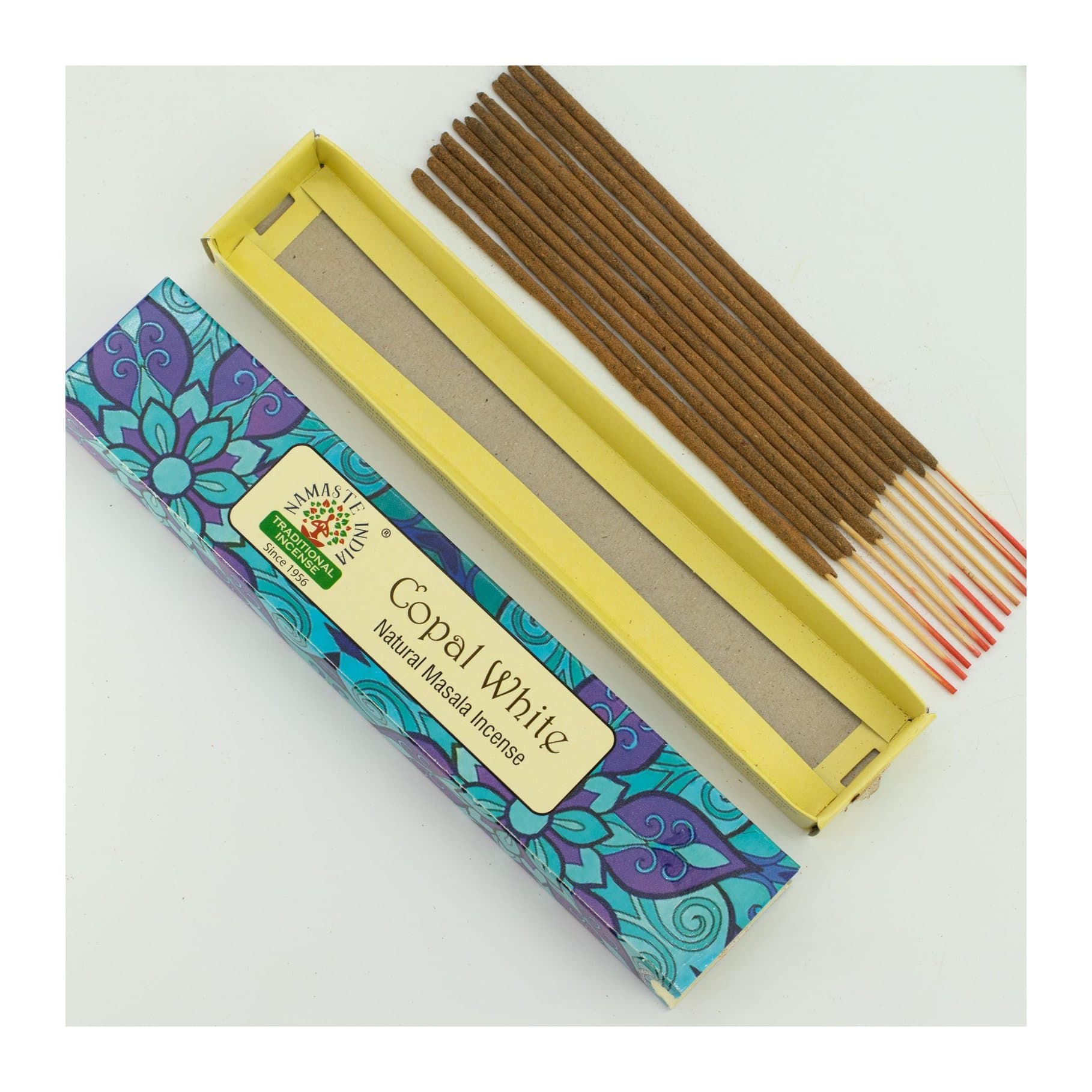 Copal White masala incense sticks in colourful mandala packaging
