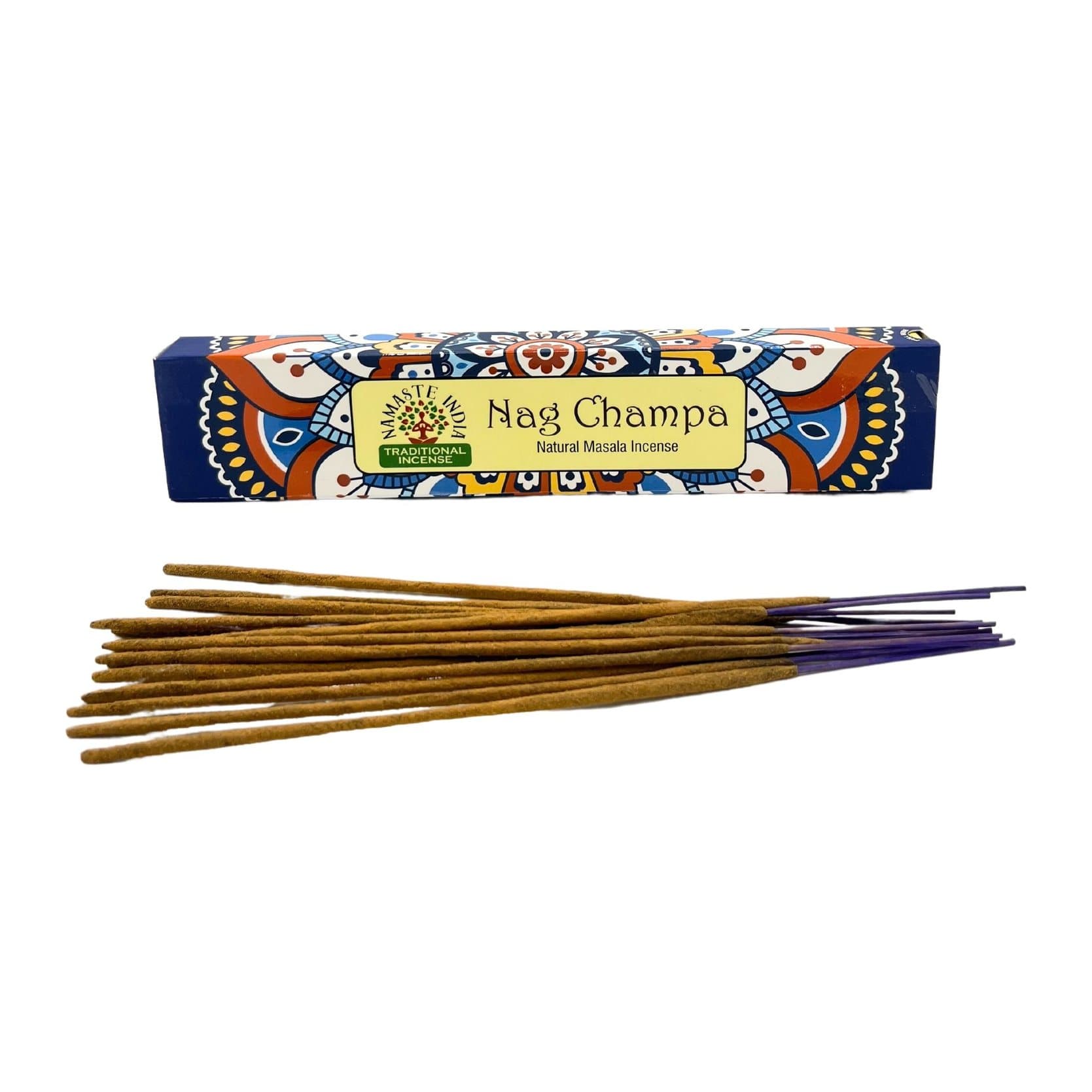 Two boxes of Nagchampa masala incense sticks with mandala patterns