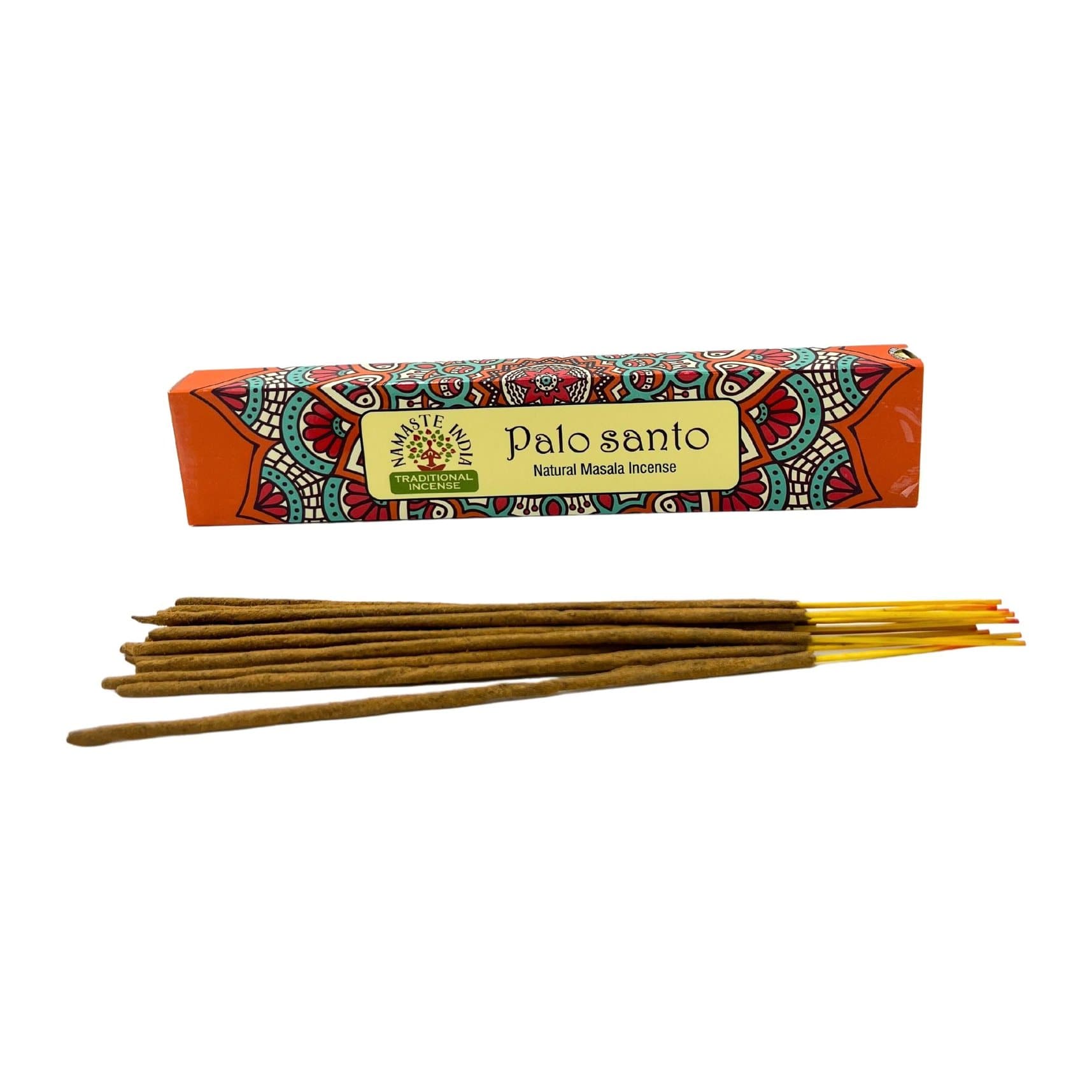 Pack of 2 Namaste Palo Santo masala incense boxes with mandala patterns