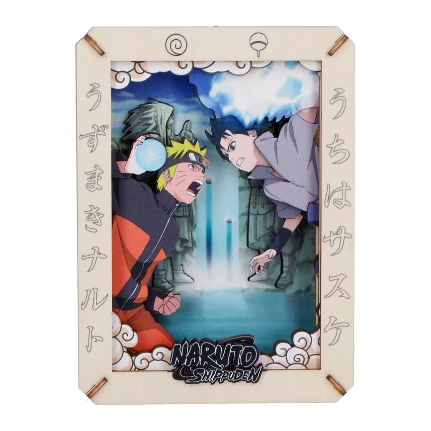 Naruto Final Valley wooden theatre scene with Naruto and Sasuke