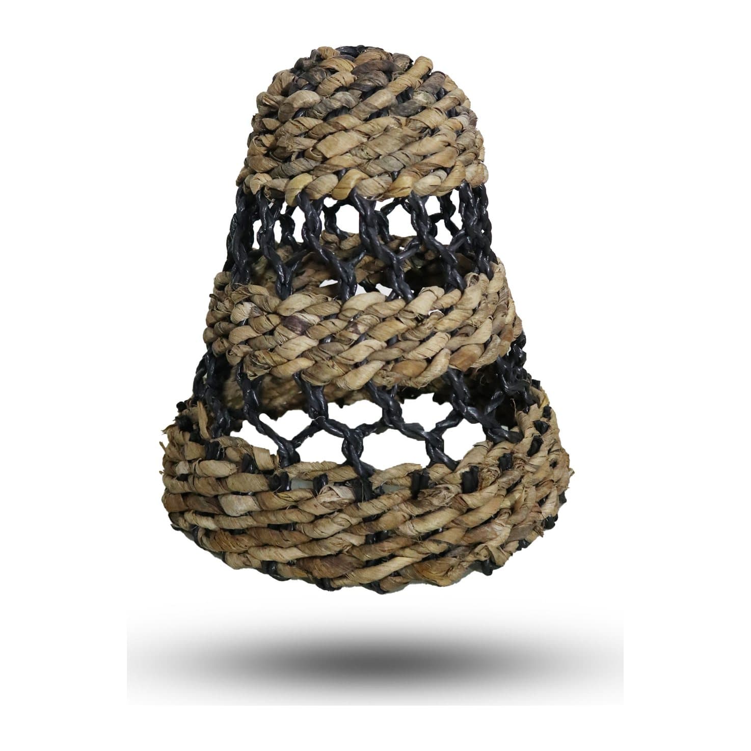 Set of 3 natural banana leaf lamp shades with hitam raffia