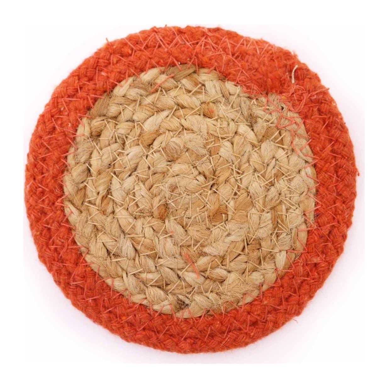 Set of four jute and cotton coasters in the Clay Boarder design