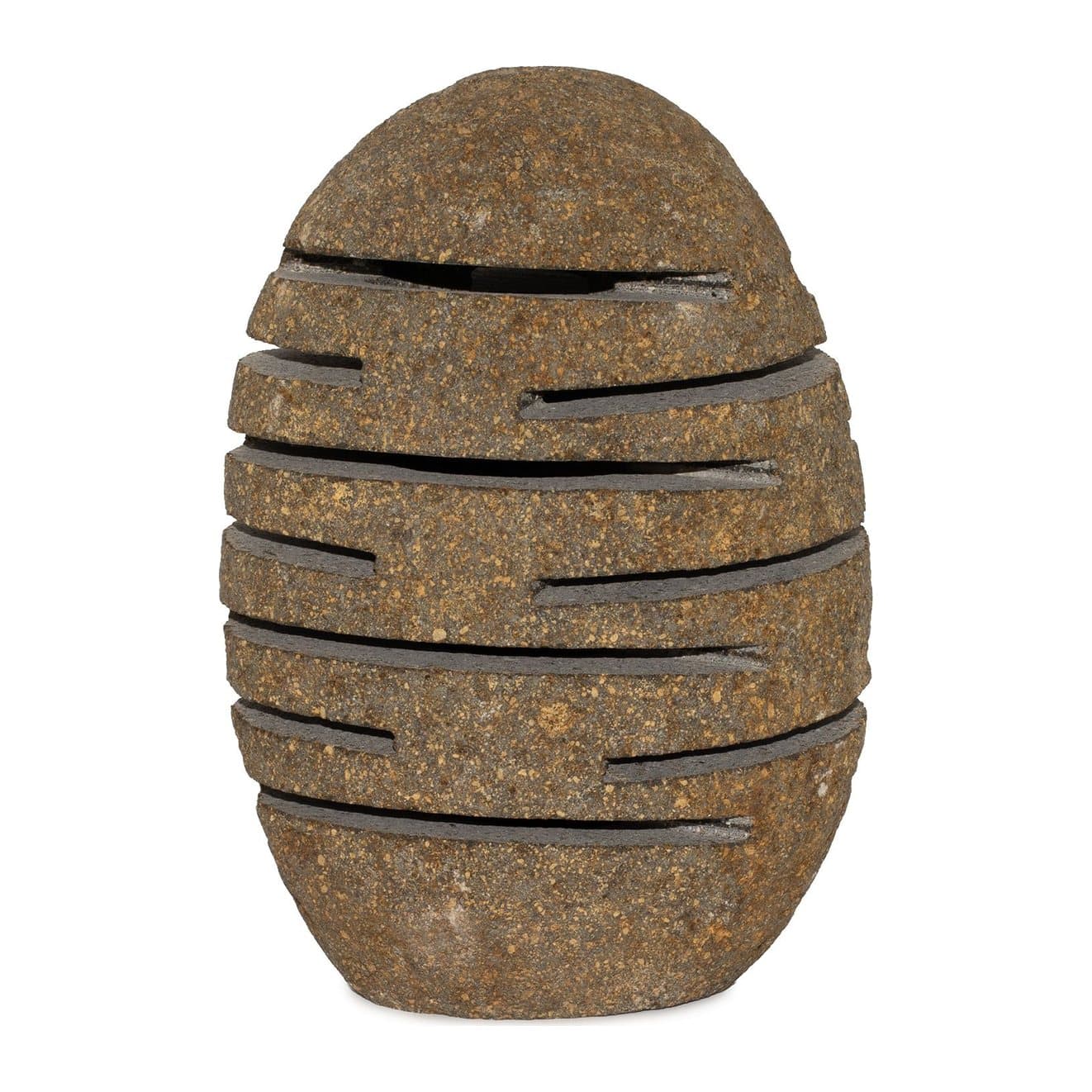 Standing riverstone candle holder with carved lines