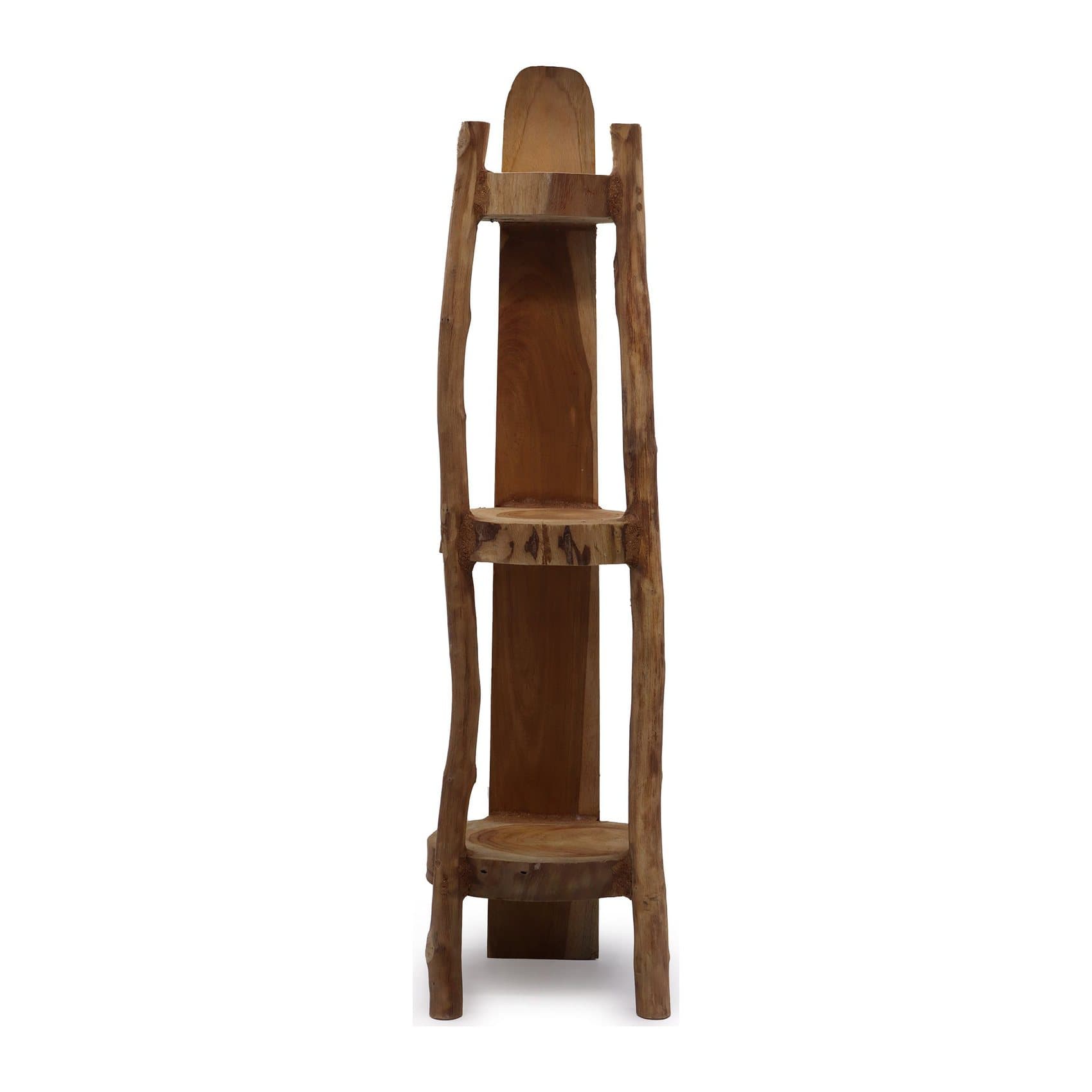 Natural teak corner unit with three shelves