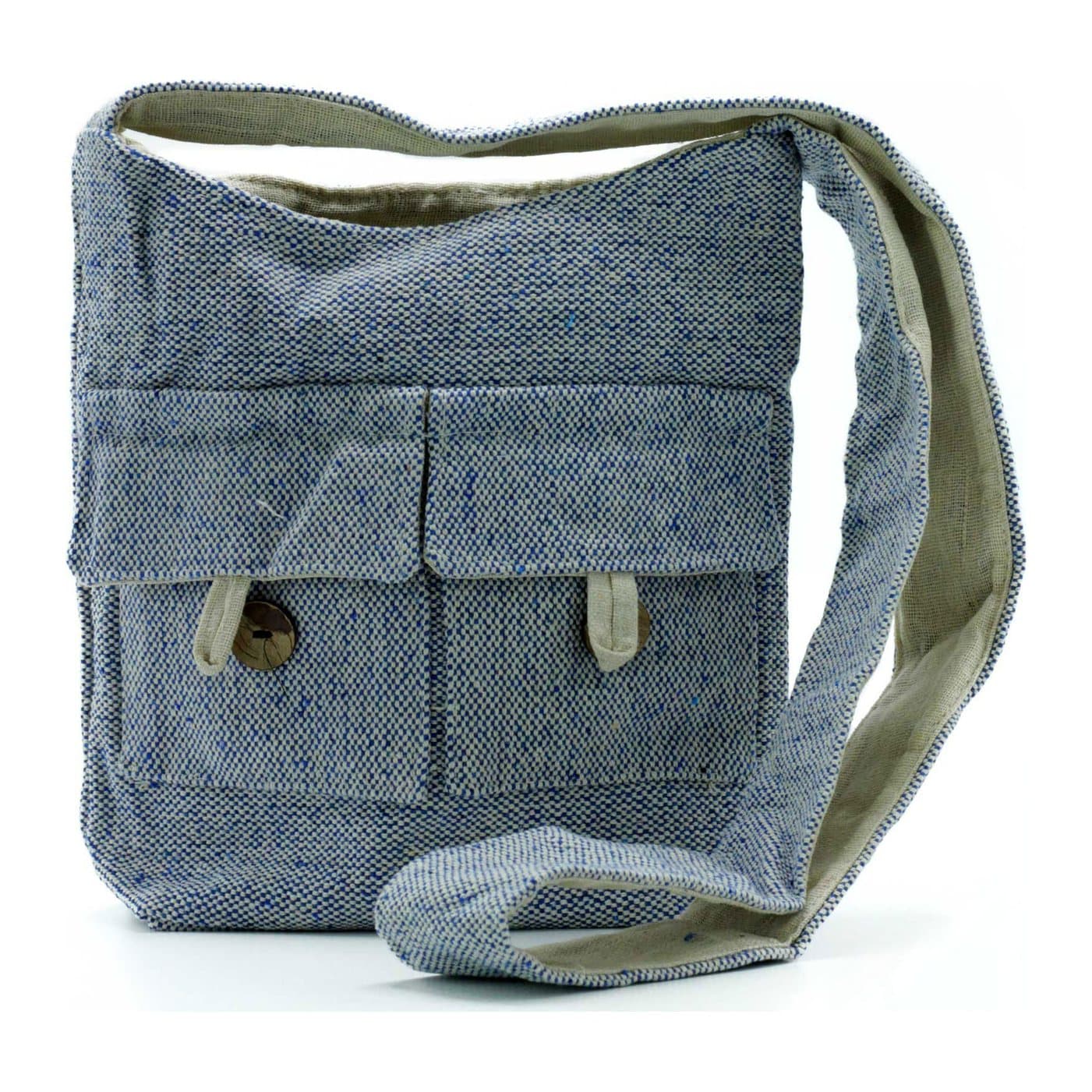 Denim two pocket bag with a long shoulder strap