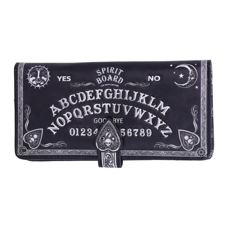 Black embossed spirit board purse and Ouija wallet with baroque border