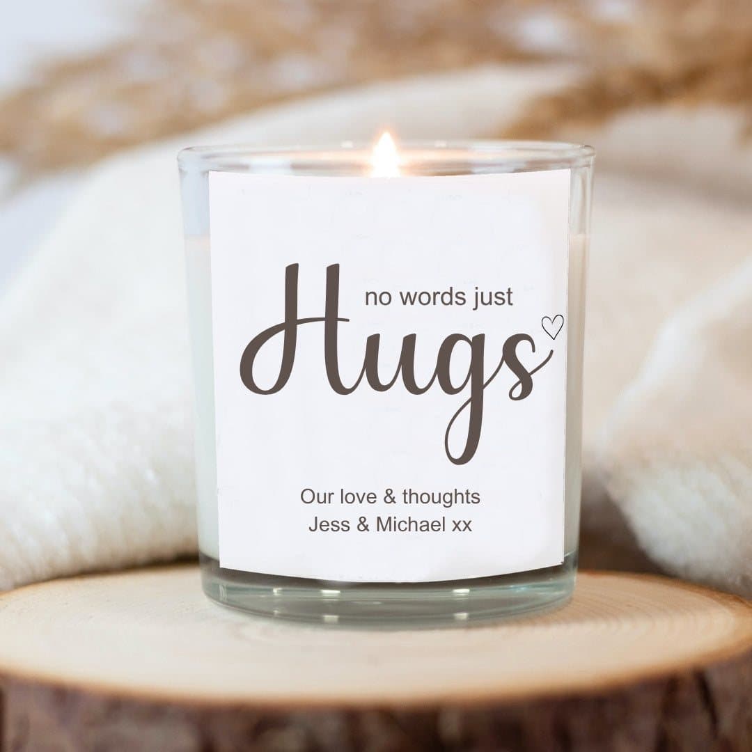 Personalised candle gift set with red foiled chocolate hearts and matches