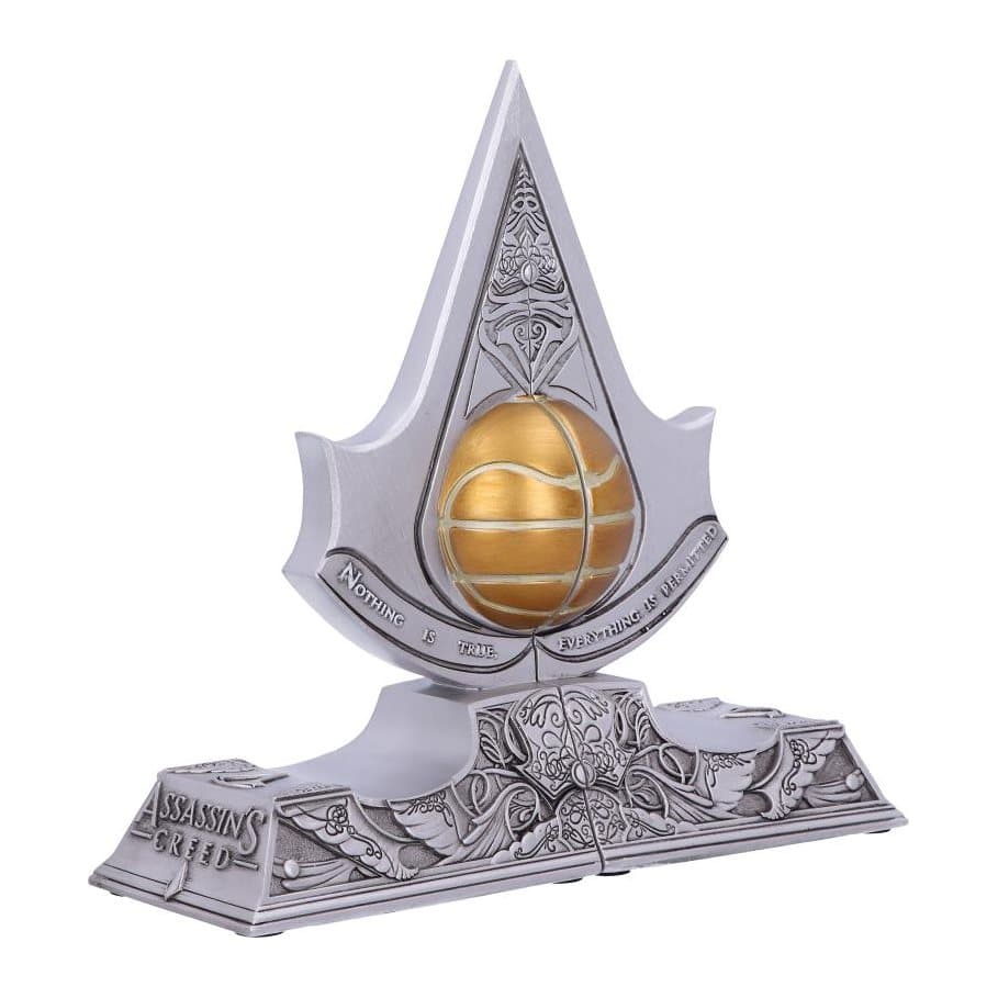 Assassin's Creed Apple of Eden resin bookends with a golden apple in a silver emblem
