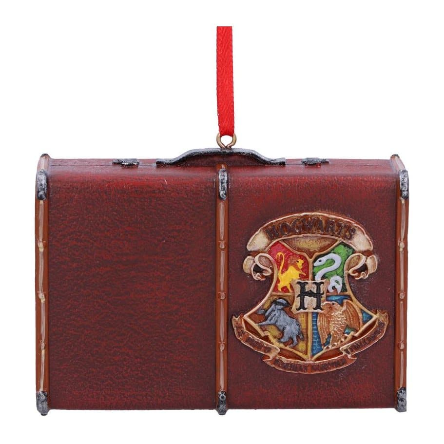 Harry Potter Hogwarts suitcase trunk hanging ornament with the Hogwarts crest on the side