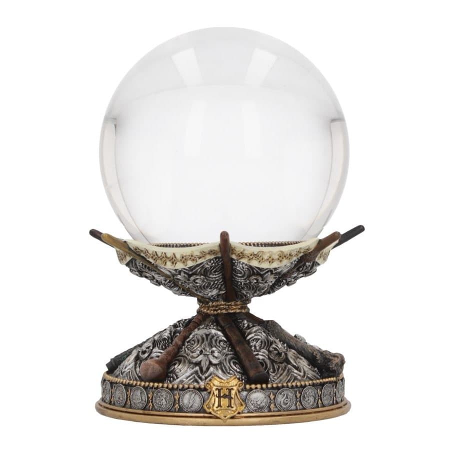 Harry Potter wand crystal ball holder with seven wands and the Hogwarts crest