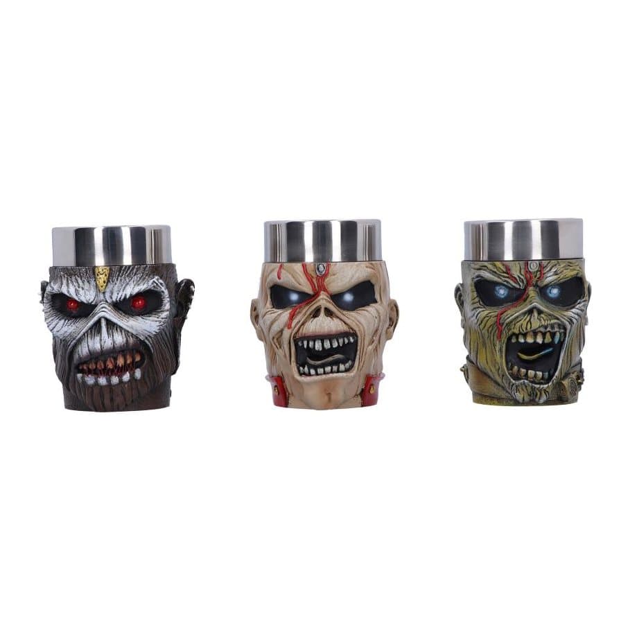 Three Iron Maiden Eddie shot glasses