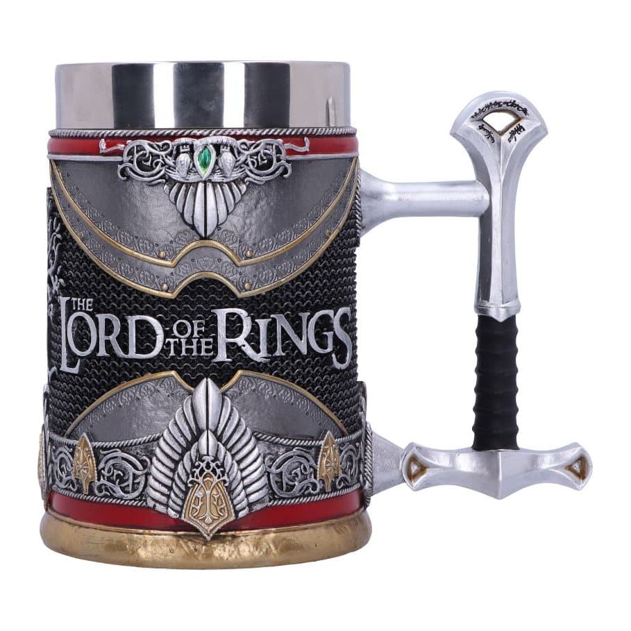 Lord of the Rings Aragorn tankard with Aragorn's crown and the White Tree of Gondor