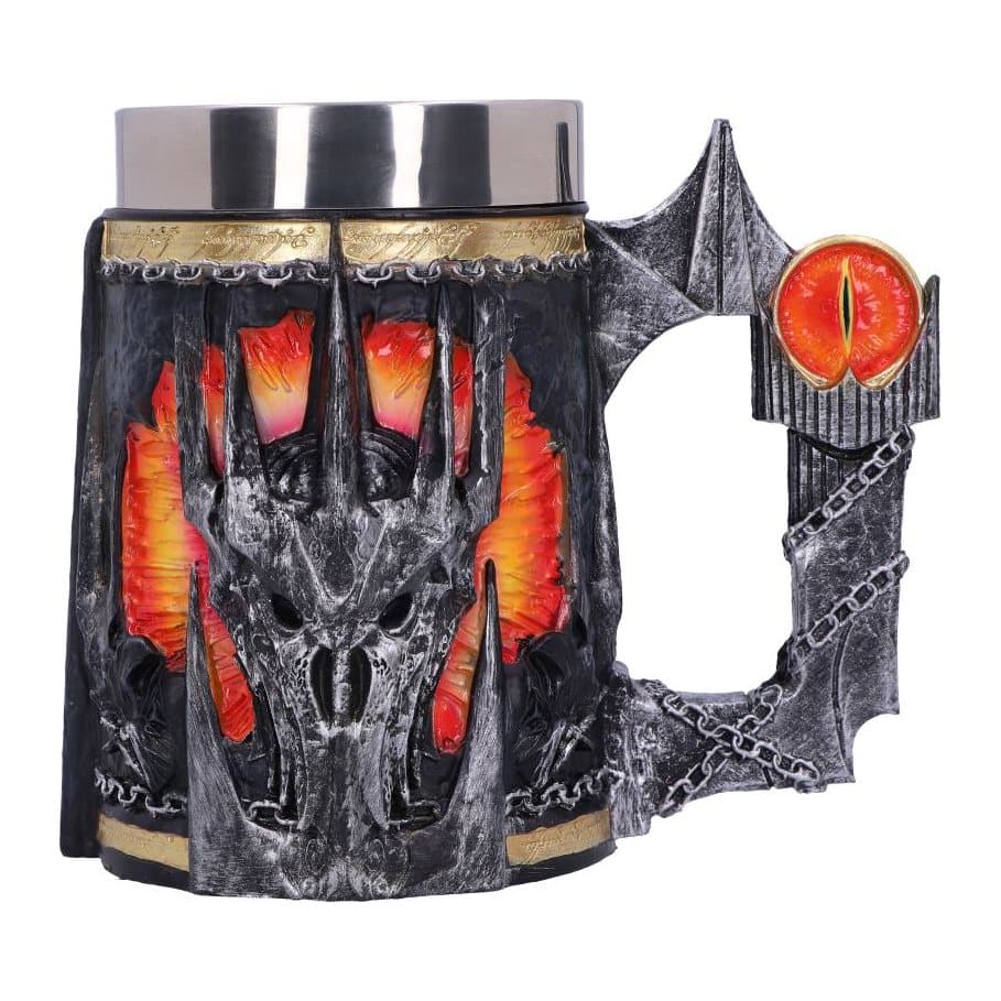Lord of the Rings Sauron tankard with Eye of Sauron handle and two Ringwraiths
