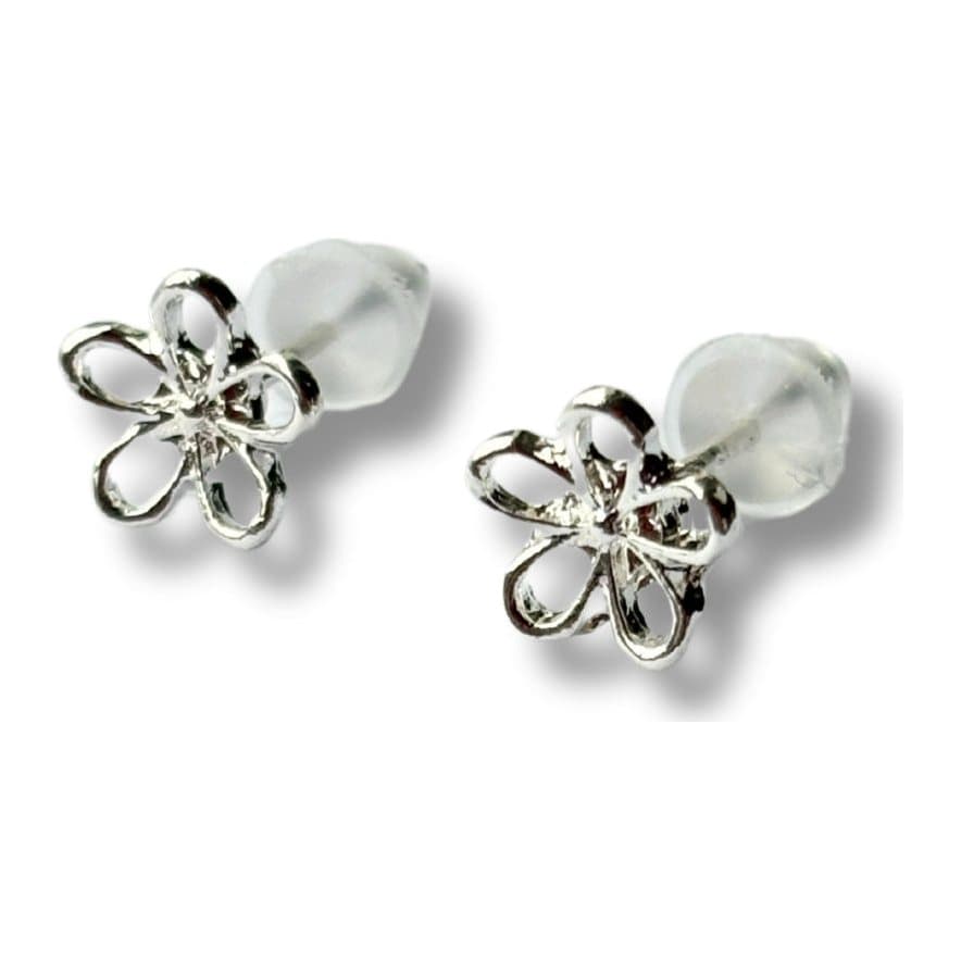 Open daisy silver stud earrings in sterling silver