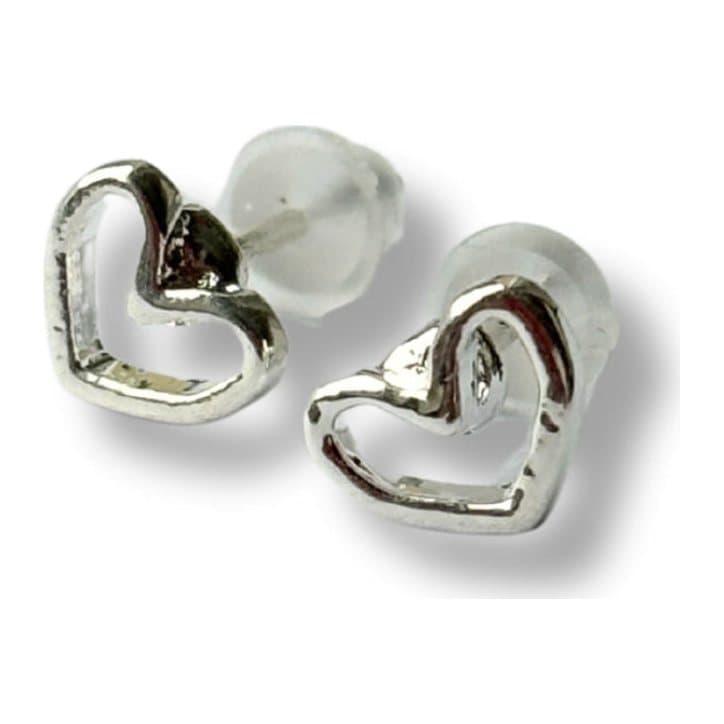 Open heart silver stud earrings in sterling silver