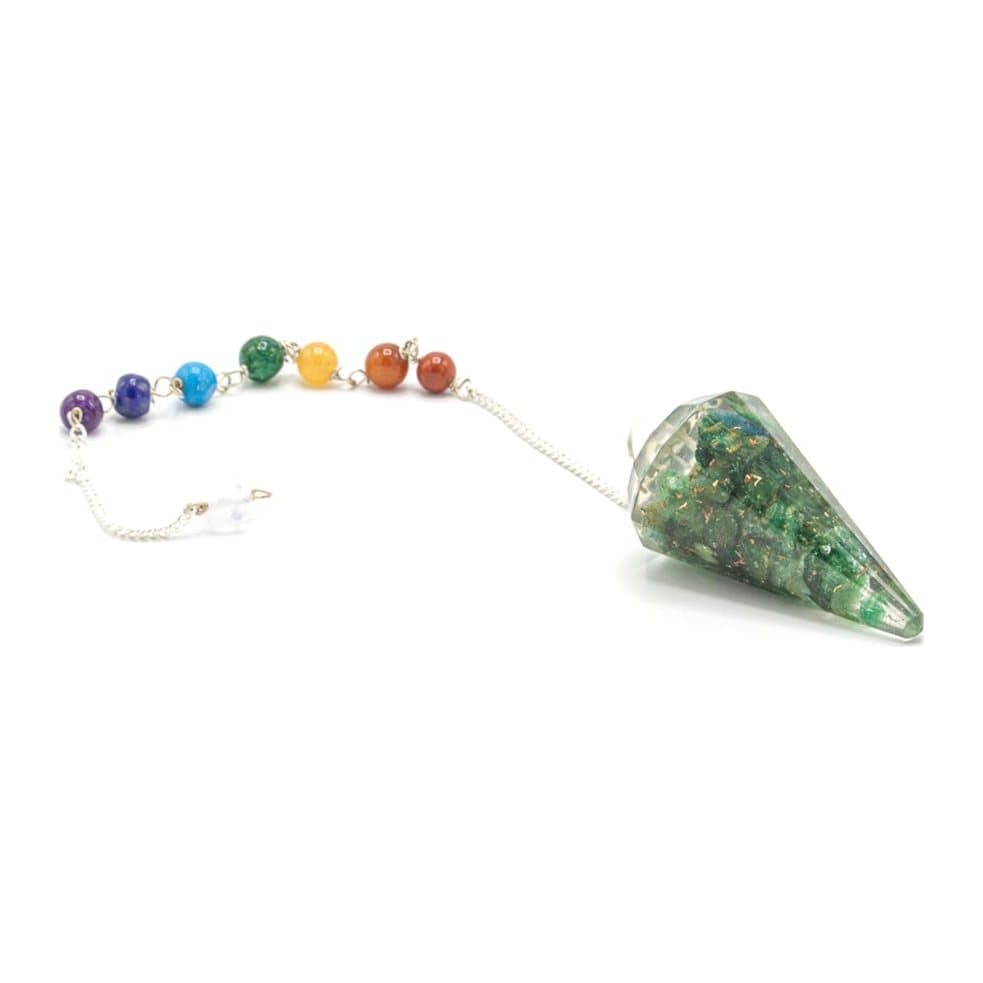 Orgonite Power Chakra pendulum with green aventurine