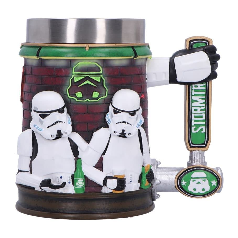 Stormtrooper tankard: two troopers on a pub break, neon lights and a darts board