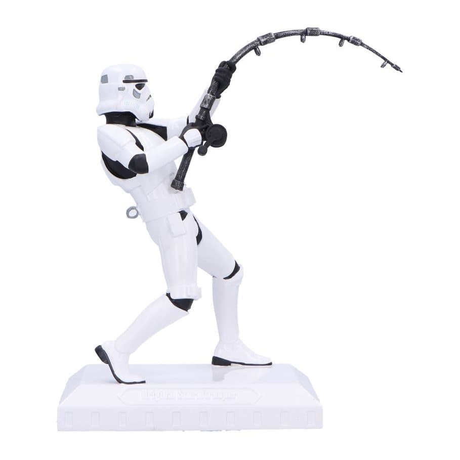 Stormtrooper figurine pulling back a fishing rod