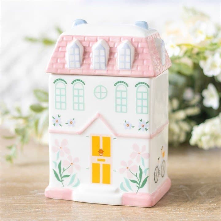 Pastel pink town house shaped oil burner and wax warmer