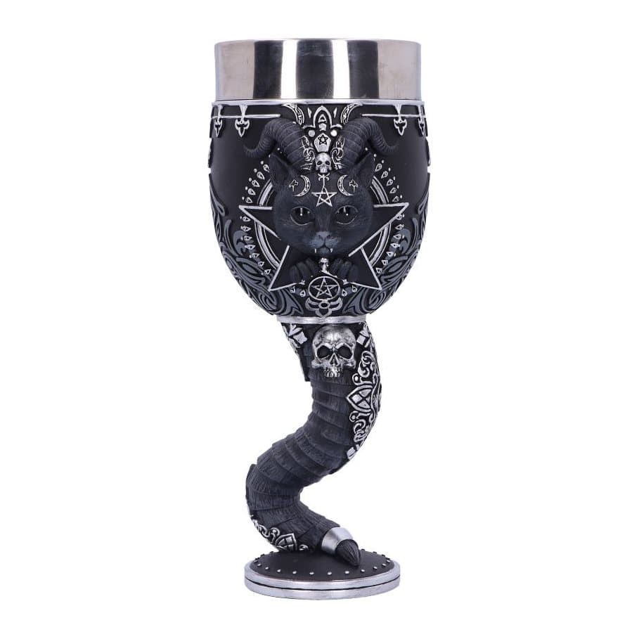 Pawzuph goblet with a cat design, black eyes and silver detailing