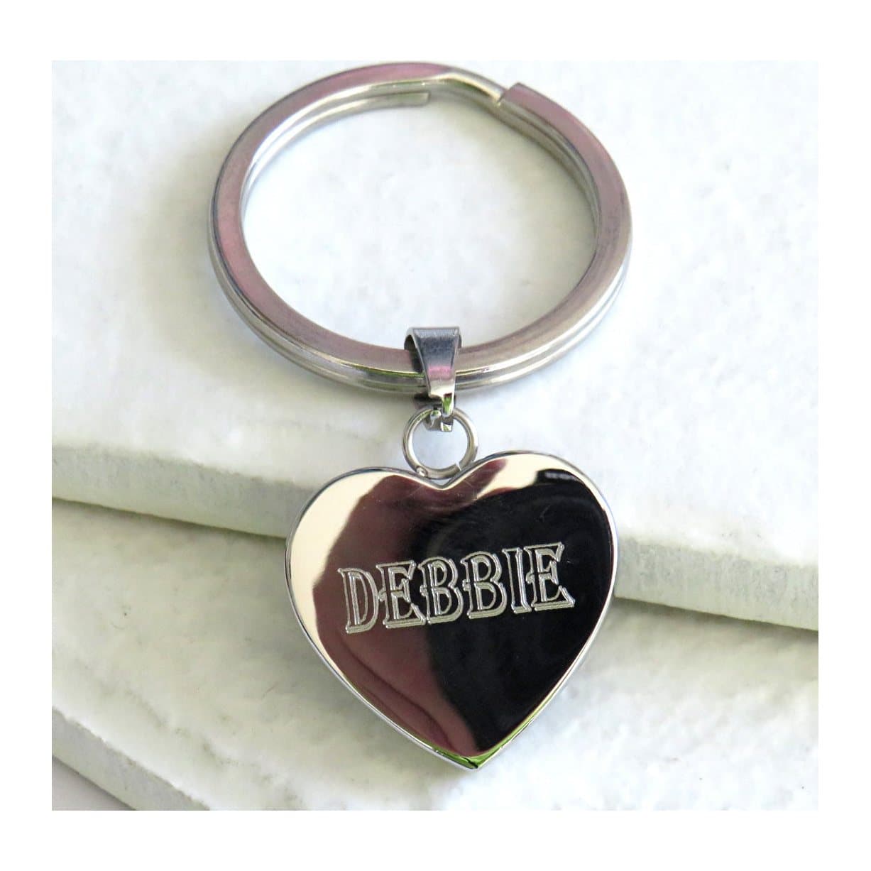 Personalised Algerian heart keyring with name, stainless steel