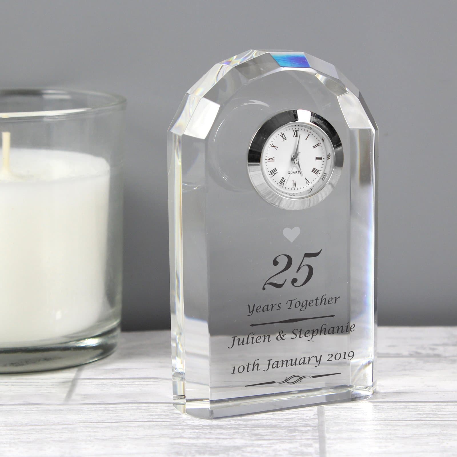 Personalised anniversary crystal clock