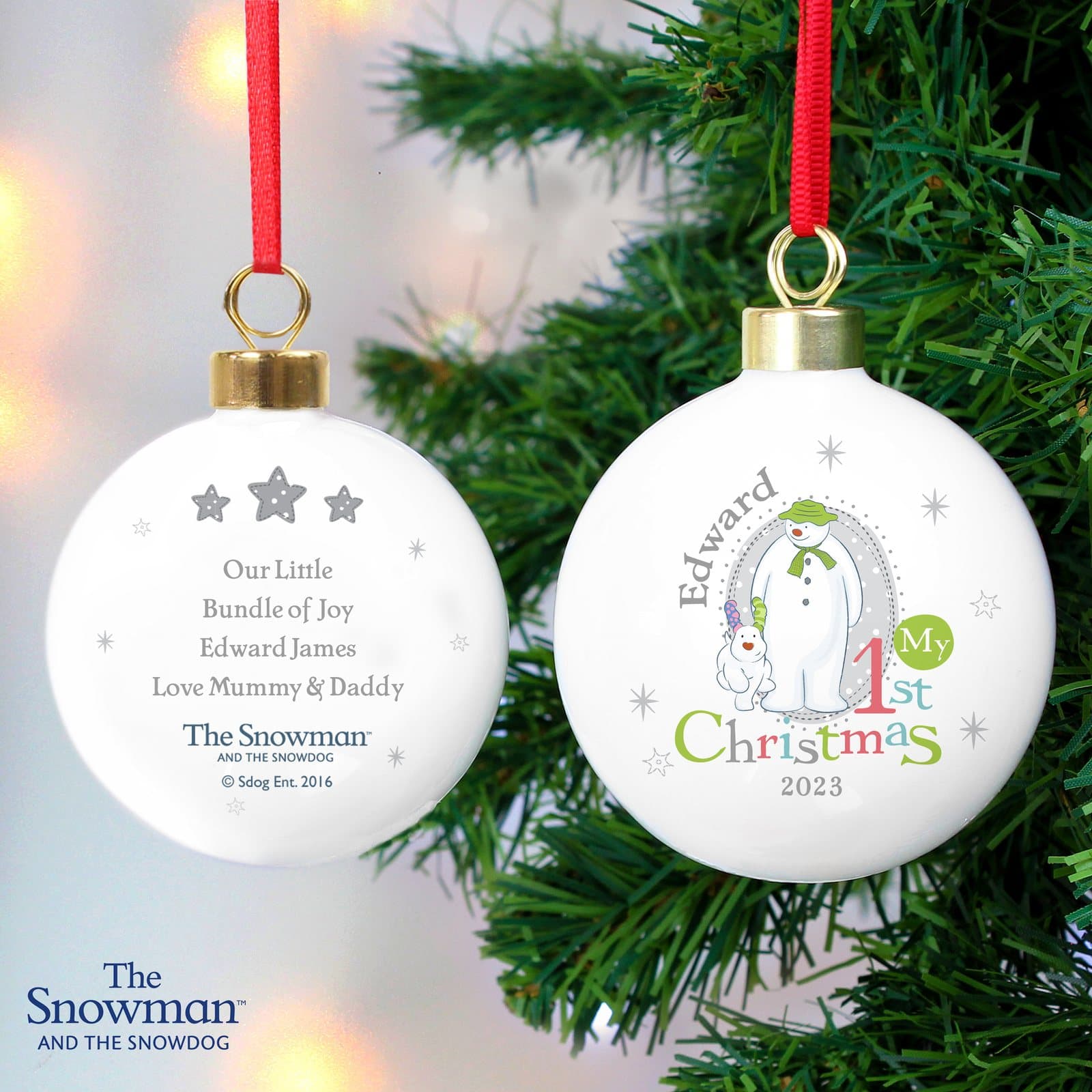 Personalised baby's first Christmas bauble