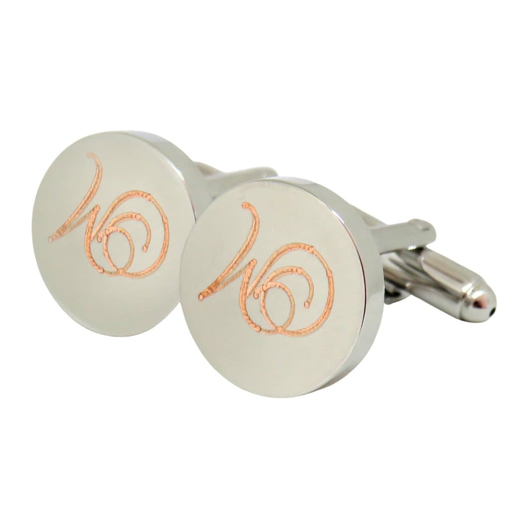 Silver personalised cufflinks engraved with an initial in monogram script