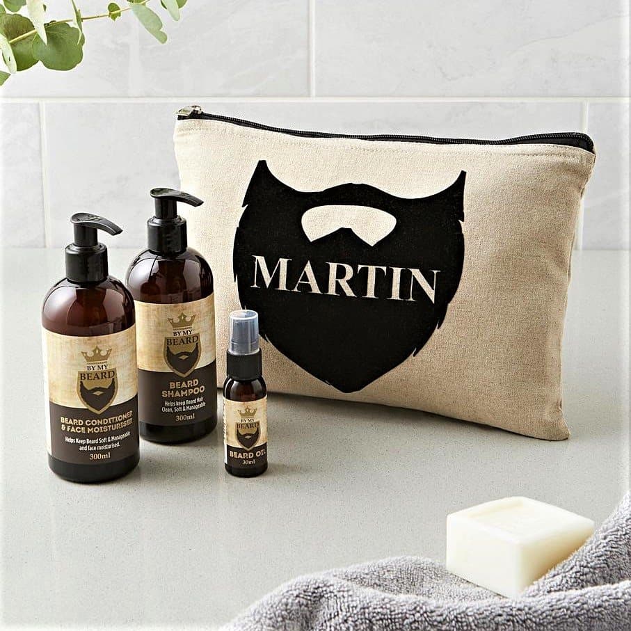 Personalised beard care kit and canvas bag
